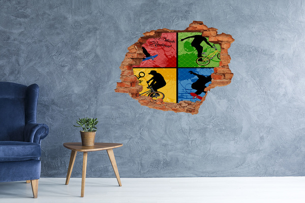 Foto zdjęcie dziura na ścianę Skateboarding w akcji