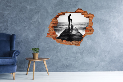 Fototapeta dziura na ścianę Muzyk na molo