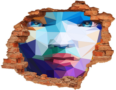 Pegatina agujero en la pared autoadhesiva Un paisaje en los colores de la geometría