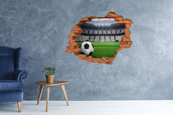 Fototapeta dziura na ścianę 3d Stadion piłkarski z piłką