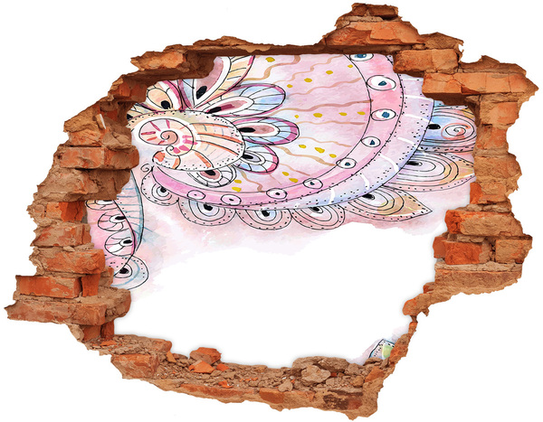 Dziura 3d fototapeta naklejka Kolorowy wzór na tle betonu