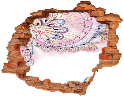 Vinilo pared rota 3d efecto realista Patrón colorido sobre un fondo de hormigón