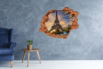 Fototapeta dziura na ścianę 3d Eiffel Tower w zachodzącym słońcu