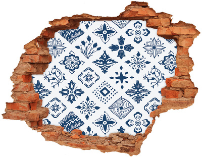 Naklejka 3D dziura na ścianę Kwiatowe wzory na ścianie