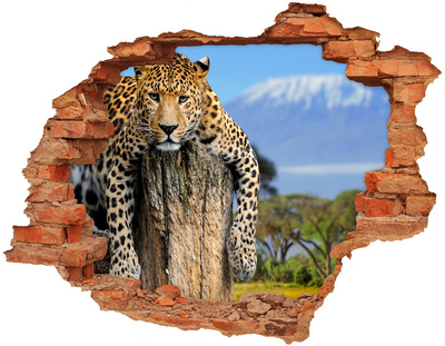 Pegatina de vinilo agujero 3d para pared La mirada pegajosa de un leopardo