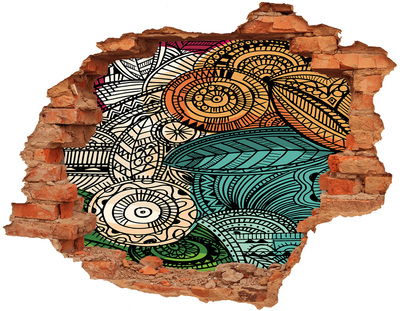 Pegatina agujero en la pared autoadhesiva Patrones coloridos sobre un fondo de piedra