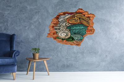 Dziura 3d fototapeta naklejka Kolorowe wzory na tle kamienia