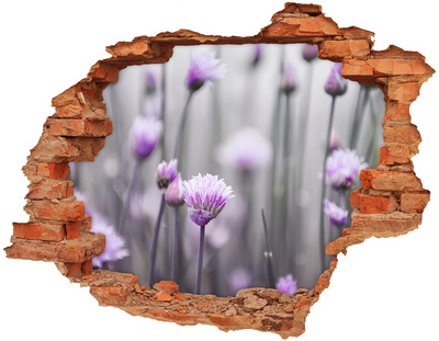 Vinilo pared rota 3d efecto realista Un paraíso de flores detrás del muro