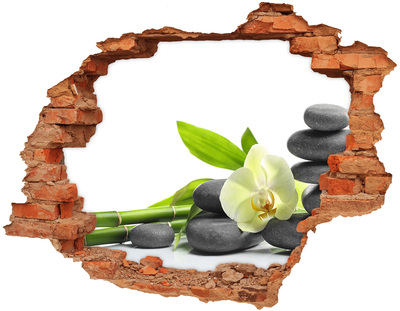 Vinilo pared rota 3d efecto realista Rincón de spa relajante