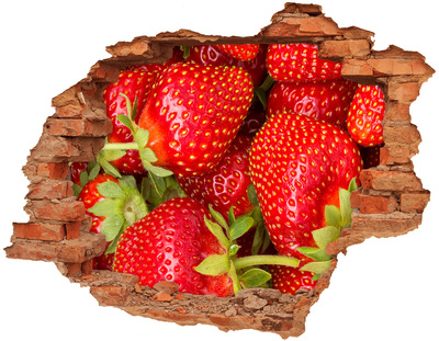 Pegatina de vinilo agujero 3d para pared Fresas jugosas en hormigón