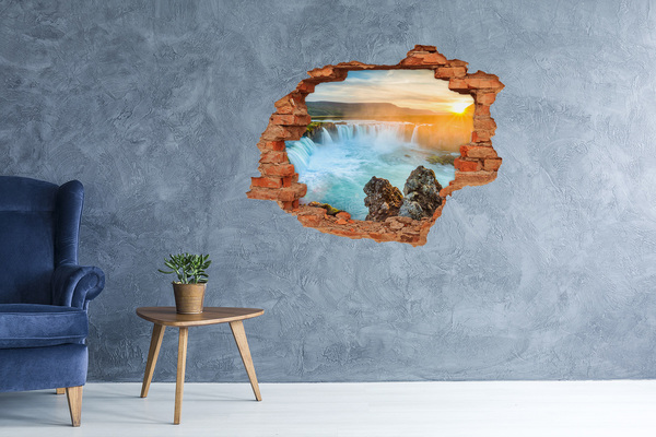 naklejka fototapeta 3D widok beton Wodospad w zachodzącym słońcu