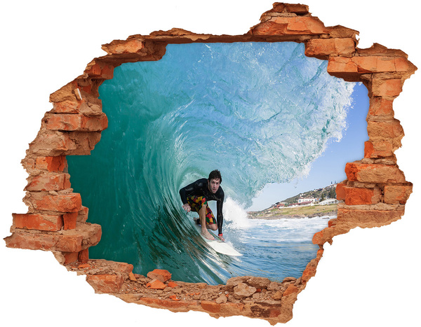 Fototapeta dziura na ścianę 3d Surfing w oceanie