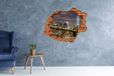 Fototapeta dziura na ścianę 3d Widok na Most Brookliński nocą