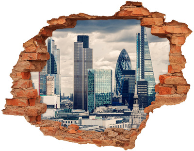 Trampantojo de pared rota efecto profundidad Vista de la ciudad moderna