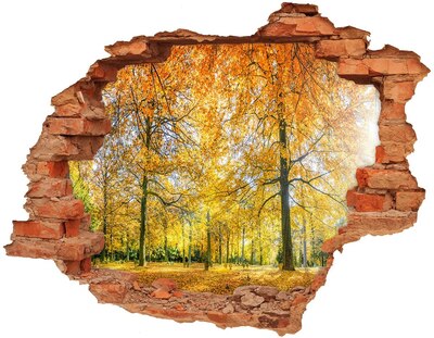 Pegatina de vinilo agujero 3d para pared Otoño dorado en el bosque