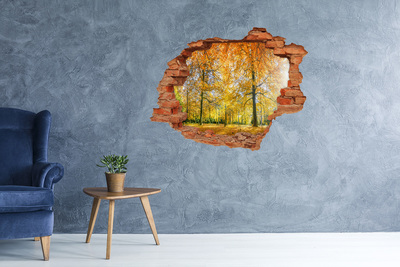Pegatina de vinilo agujero 3d para pared Otoño dorado en el bosque