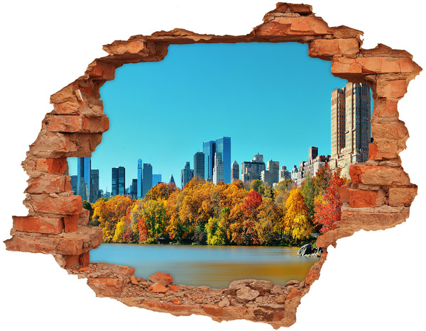 Vinilo pared rota 3d efecto realista Otoño en Nueva York