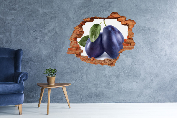 Pegatina de vinilo agujero 3d para pared Ciruelas jugosas