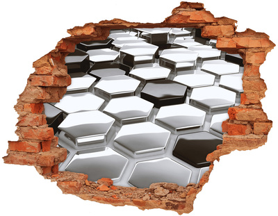 Vinilo pared rota 3d efecto realista Hexágonos modernos en hormigón