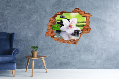 Pegatina de vinilo agujero 3d para pared Un oasis floral de paz