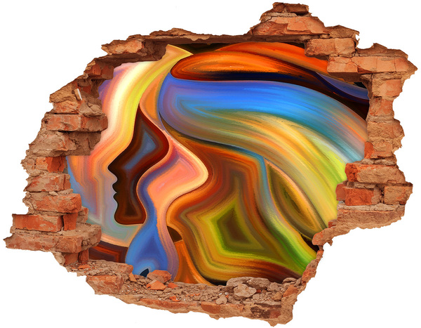 Dziura 3d fototapeta naklejka Kolorowy krajobraz w dziurze w ścianie