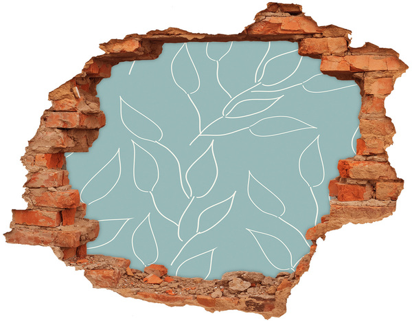 Pegatina de vinilo agujero 3d para pared Pared verde con patrón vegetal