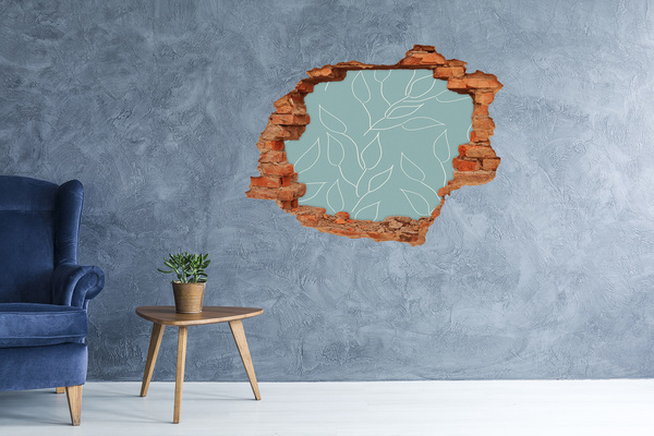 Pegatina de vinilo agujero 3d para pared Pared verde con patrón vegetal