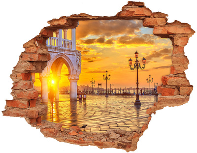 Pegatina de vinilo agujero 3d para pared Atardecer en Venecia