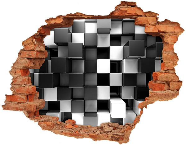 Trampantojo de pared rota efecto profundidad Cubos blancos y negros en la pared