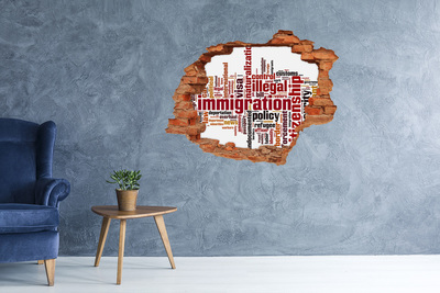 Vinilo pared rota 3d efecto realista Política migratoria