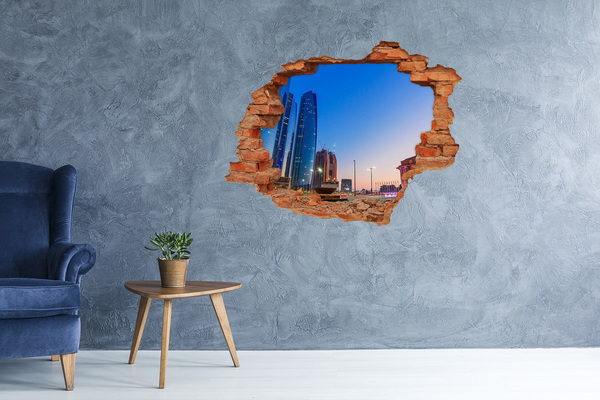 Pegatina de vinilo agujero 3d para pared Ciudad moderna al atardecer