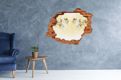 Vinilo pared rota 3d efecto realista Un oasis floral detrás del muro