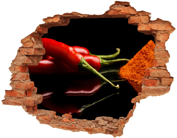 Trampantojo de pared rota efecto profundidad Chiles sobre fondo negro