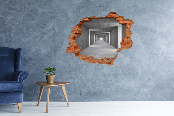Vinilo pared rota 3d efecto realista Pasillo de hormigón vacío