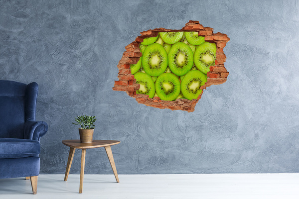 Naklejka 3D dziura na ścianę Kawałki kiwi w ścianie