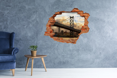 Pegatina de vinilo agujero 3d para pared Puente de Filadelfia