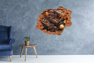 Pegatina de vinilo agujero 3d para pared Delicias de chocolate