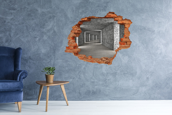 Dziura 3d fototapeta naklejka Zniszczona ściana z widokiem na pustą przestrzeń