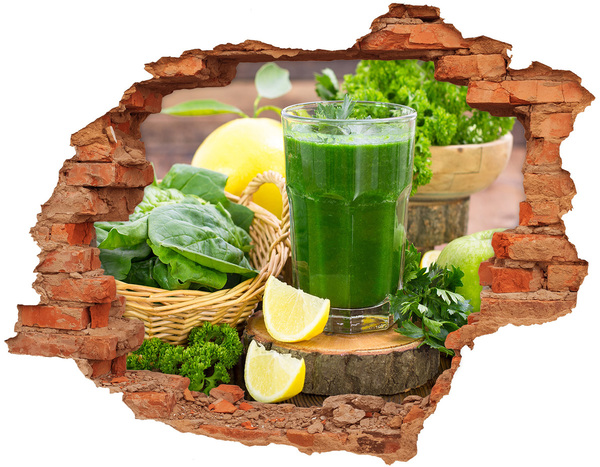 Vinilo pared rota 3d efecto realista Cóctel verde en un entorno natural