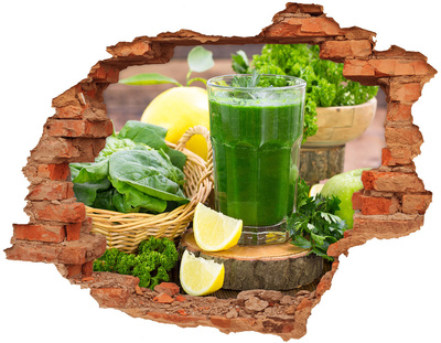 Vinilo pared rota 3d efecto realista Cóctel verde en un entorno natural