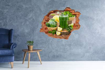 Vinilo pared rota 3d efecto realista Cóctel verde en un entorno natural