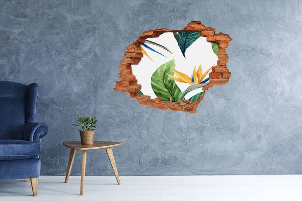 Pegatina de vinilo agujero 3d para pared Paraíso tropical detrás del muro