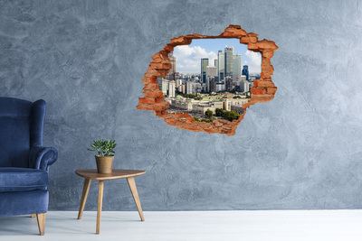 Vinilo pared rota 3d efecto realista Vista de la ciudad moderna