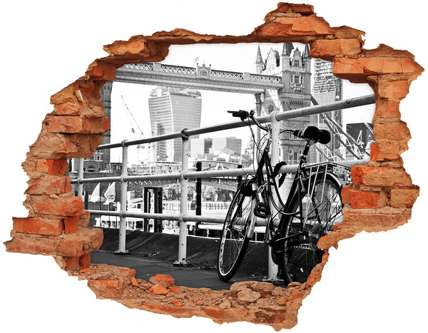 Fototapeta dziura na ścianę 3d Bicykl przy miejskim nabrzeżu