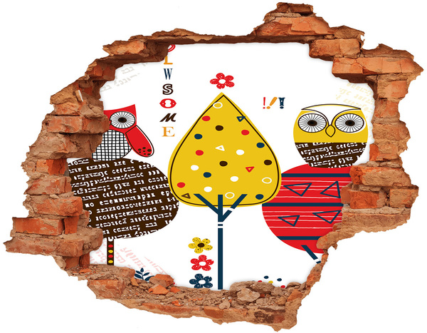 Samoprzylepna naklejka na ścianę Kolorowe drzewa w dziurze w ścianie