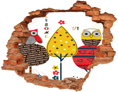 Pegatina de vinilo agujero 3d para pared Árboles coloridos en un agujero en la pared