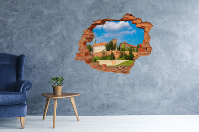 Vinilo pared rota 3d efecto realista Castillo en la colina