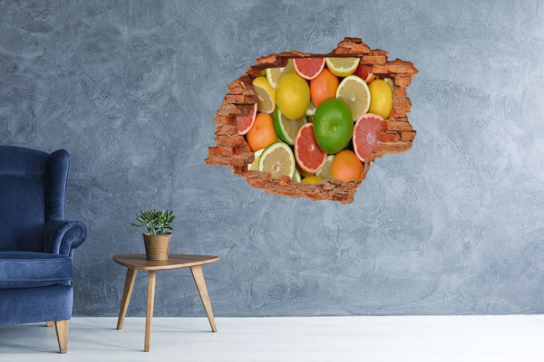 Trampantojo de pared rota efecto profundidad El paraíso de las frutas detrás del muro