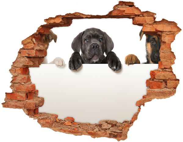 Pegatina de vinilo agujero 3d para pared Dulce cachorro detrás de la pared