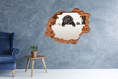 Pegatina de vinilo agujero 3d para pared Dulce cachorro detrás de la pared